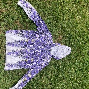Floral Purple and White Hooded Jacket